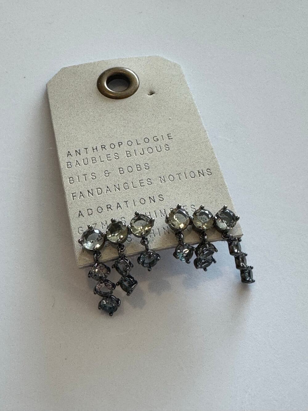 Anthropologie Gray Multi Drop Crystal Earrings